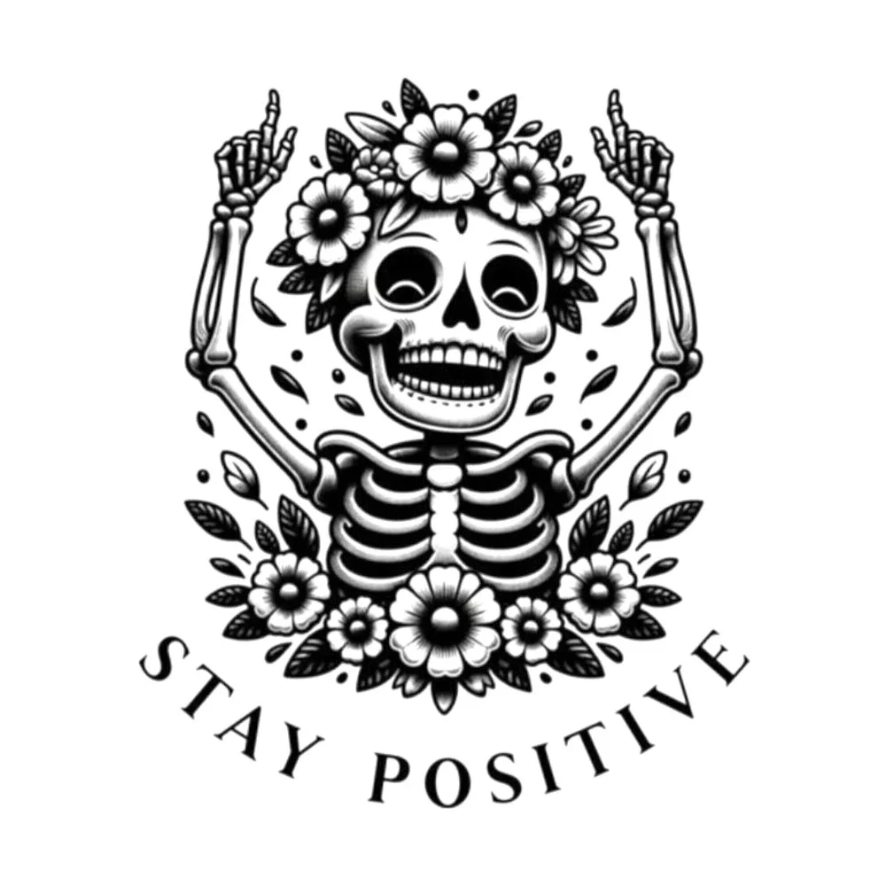 Wall Art Print - Stay Positive Skeleton - Decor - Work Office Bedroom - New - Picture 1 of 1
